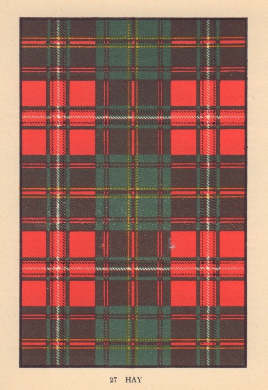 Hay. Scottish Clan Tartan. SMALL 8×11.5cm 1937 old vintage print picture