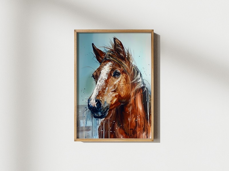 Chestnut Horse Ink Watercolor 5"x7" Print on Matte Paper | Equine Art gallery