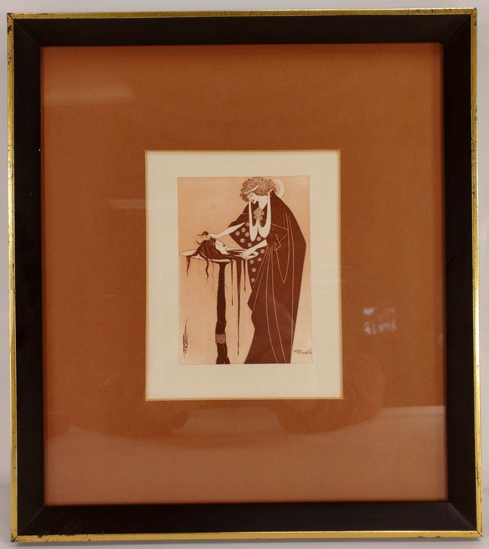 Antique 1906 Aubrey Beardsley Bookplate Engraving «THE DANCER’S REWARD» SALOME’