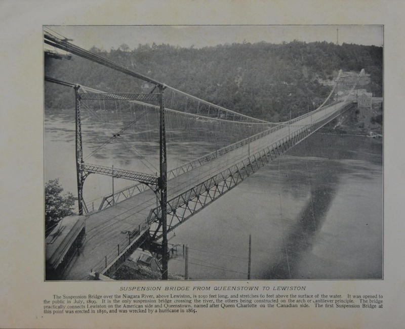 Antique Niagara Falls New York Art Print Suspension Bridge Original B&W 1910