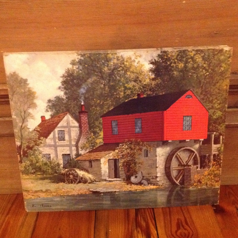 NOS Donald Art Co. NY Midcentury Litho Printing Cardboard 16×20 Country Mill