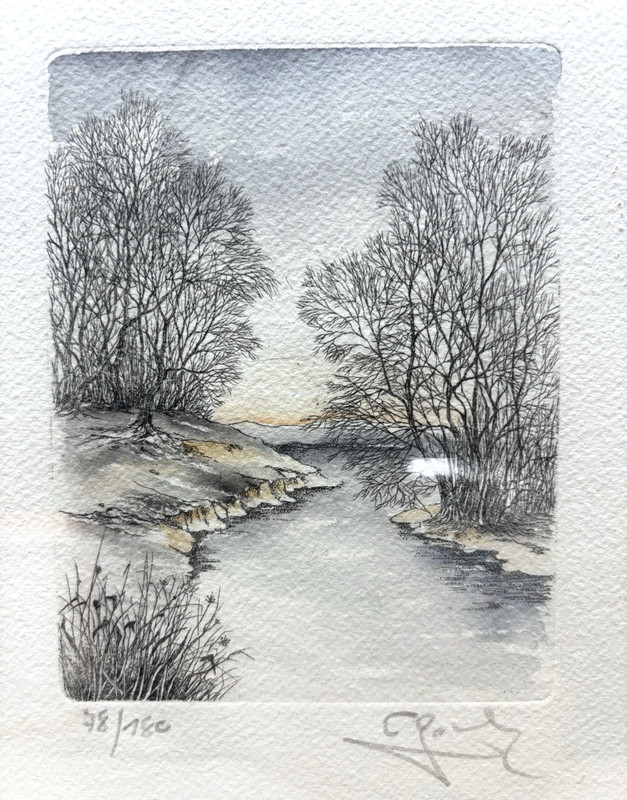 Winter Landscape Trees, Framed, Numbered and Signed 10x13 each gallery