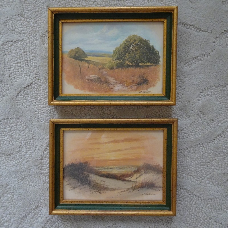 Vintage William Blackman Artwork Print Set of 2 Landscape Tree Dunes Miniature