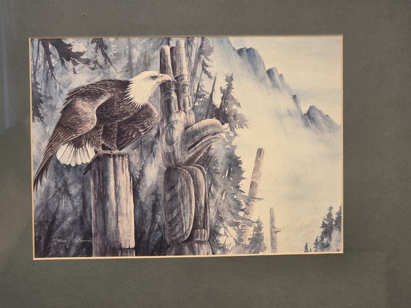 Sue Coleman Vntg 1990 «Power Of The Eagle» NW Coast Haida Art Double Signed.