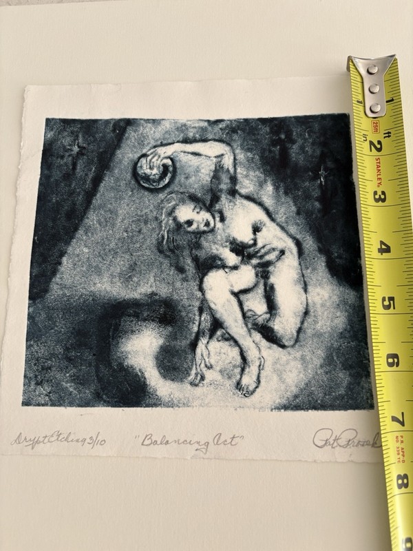 Pat Prosek Dry Point Etching “Balancing Act” S&N 3/10 gallery