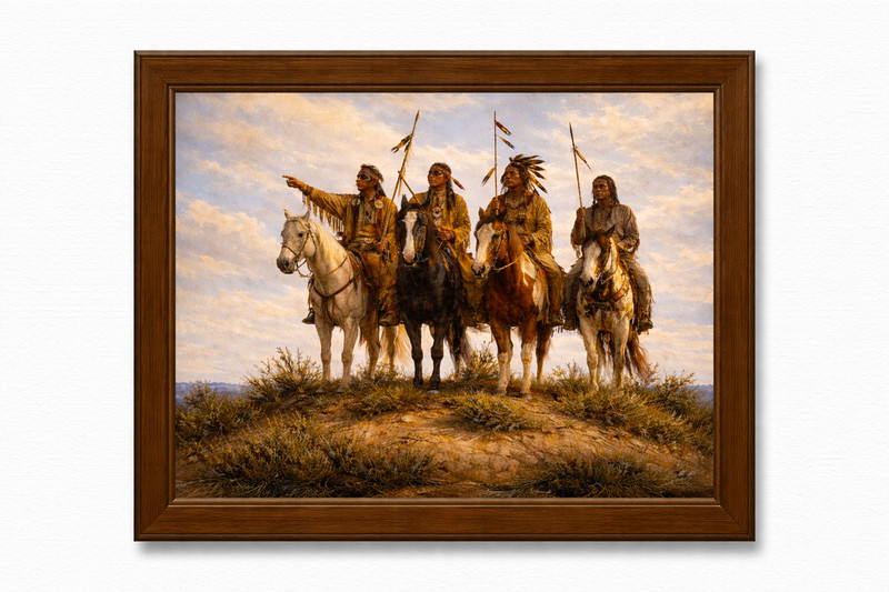 Lakota Sioux Warriors on Horseback