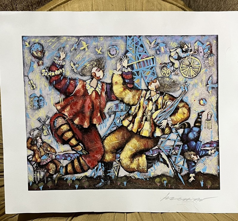 MICHAEL KACHAN Eiffel Song Seriolithograph Signed Art Print 9X7