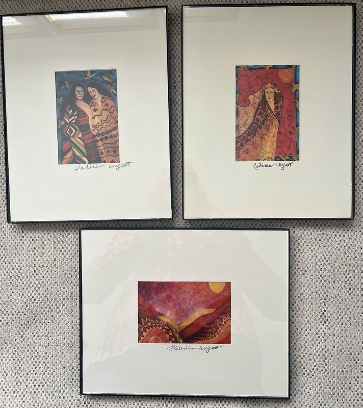 Patricia Wyatt Signed Framed Prints Set of 3 Abstract Women Santa Fe NM 8×10