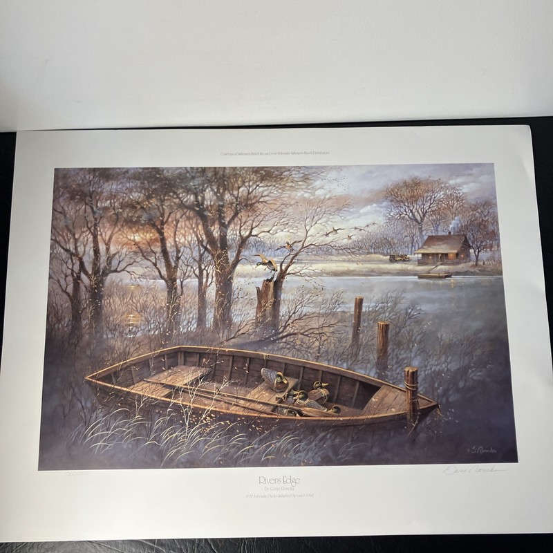 Gene Roncka Signed Wood Duck Canoe Print 360/1500 Nebraska Ducks Unlimited 1992