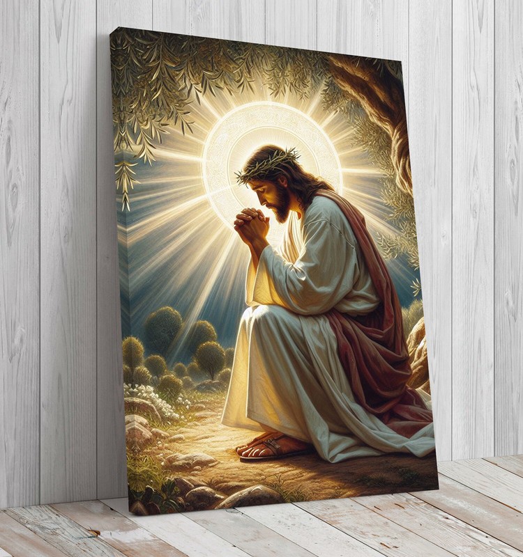Jesus Praying in the Garden of Gethsemane Art Print – Christian Home Decor