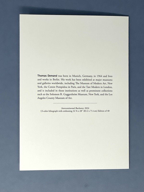 Thomas Demand (b. 1964) Art Announcement Card 2025 Gemini Gallery NYC gallery
