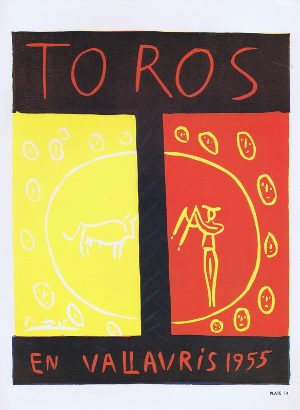 Pablo Picasso, Toros En Vallauris Bullfight 1955 Vintage Poster 1964 Platesigned