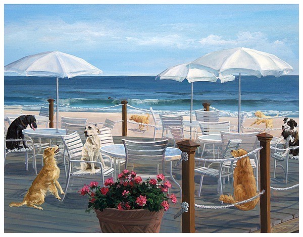 Beach Club Tails by Carol Saxe 18 1/2 x 14 1/2 in. Paper Size New Unframed