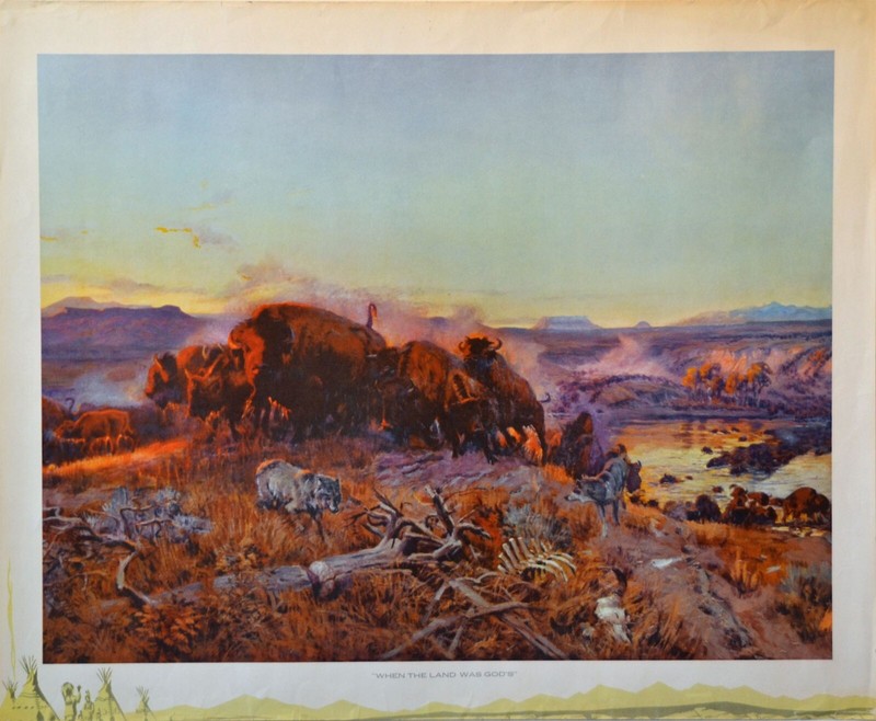 WHEN THE LAND BELONGED TO GOD Charles Russell Print 20 1/2″ x 26 3/4″