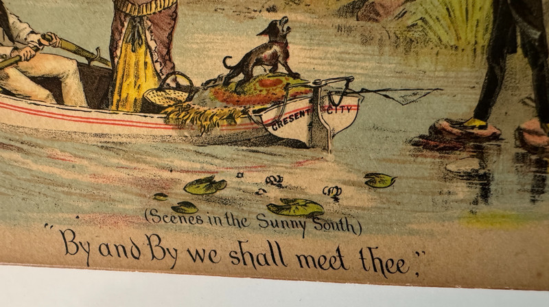 1882 Art Lithograph Print Scenes in the Sunny South "By and By..." boat MF Tobin gallery