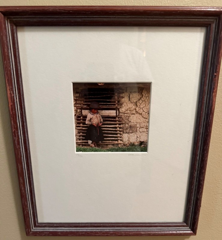 Photograph of Indigenous girl in Ecuador signed Emerson, Framed/Matted 23/150