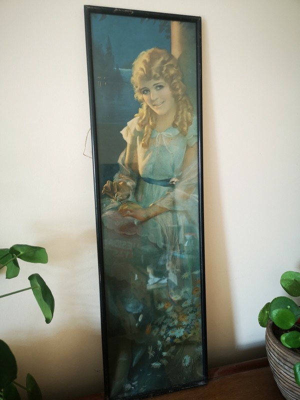 Genuine Art Deco 1920's Print - Mary Pickford 1923 holding flower - unrestored gallery