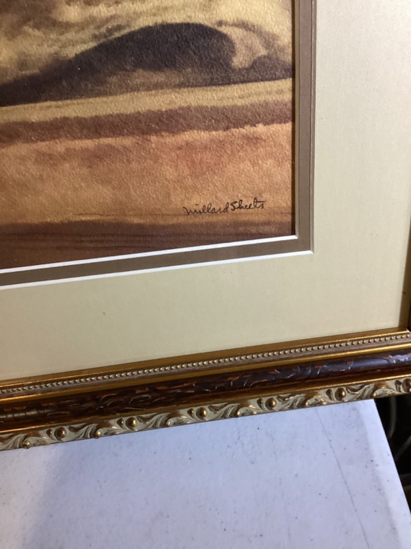 “Toilers At Sunset “Millard Sheets Framed Signed Print 26” x 20” Very Rare gallery