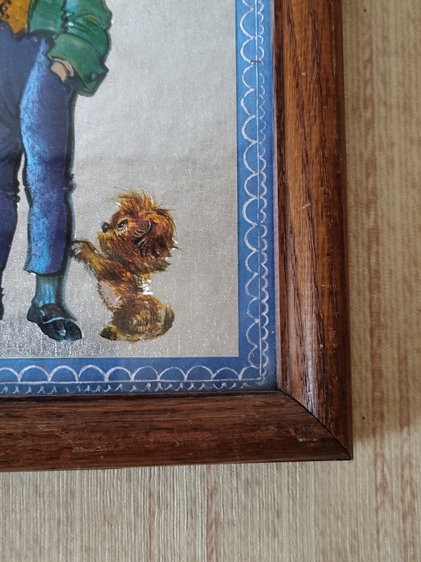 Vintage Dufex 3D Framed Print - 9" x 7", Child with Dog, Mid-Century Collection gallery