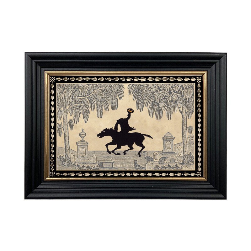 Sleepy Hollow Grave Yard Framed Paper Cut Silhouette in Black Wood Frame with Go
