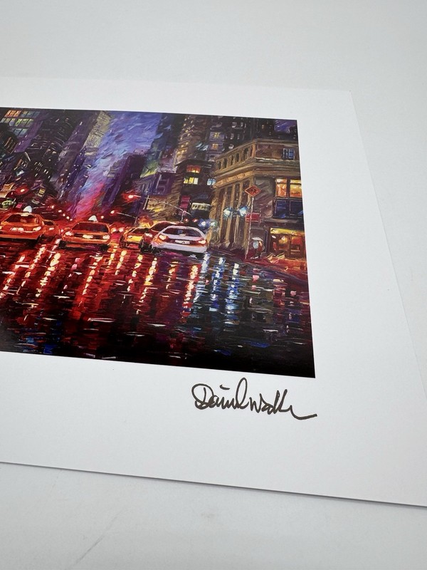 Daniel Wall Lithograph Print signed Art "Rainy Manhattan Night" 2024 with COA gallery