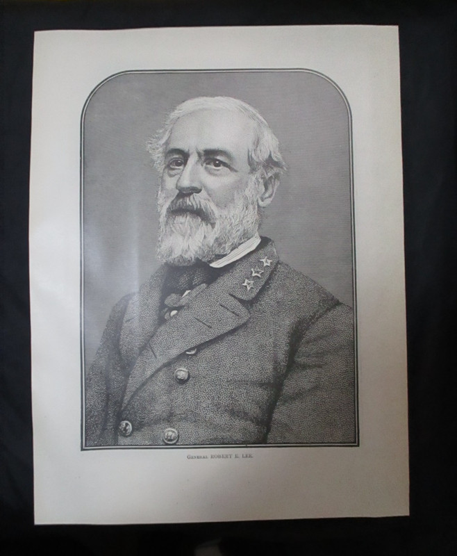 1898 Civil War Print – Confederate General Robert E. Lee – FRAME FOR MAN CAVE