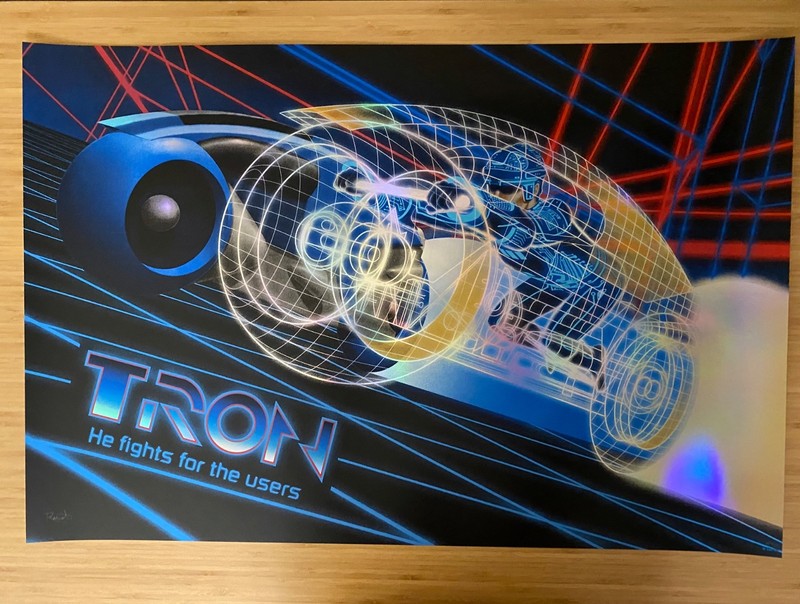 *SIGNED* Tron Jason Raish Poster – Light Cycle – AP x/25 – FOIL Edition – 36×24
