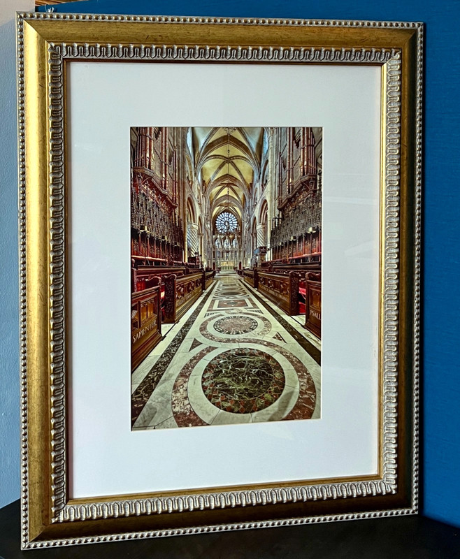Framed Durham Cathedral Interior Print Architectural Gold Ornate Frame 51x64cm