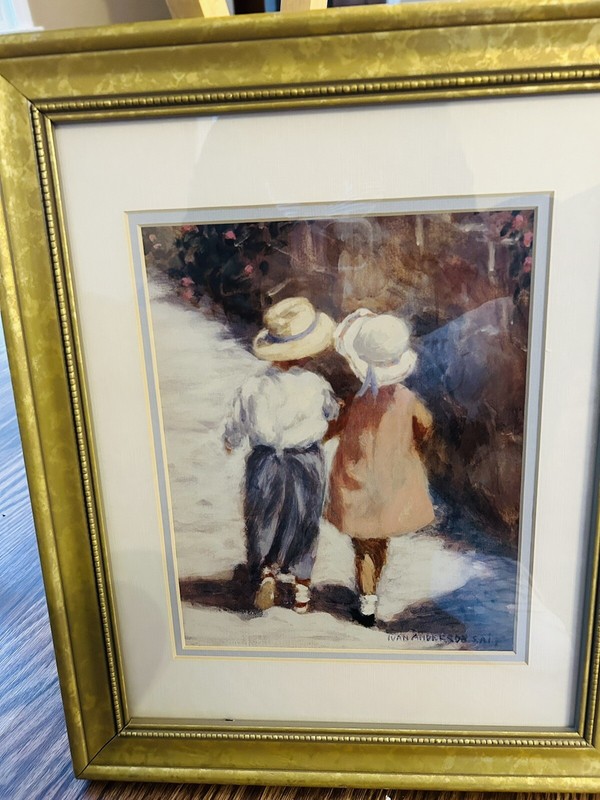 Ivan Anderson S.A.I. Boy & Girl “ Secrets” Framed & Matted Art Print 14×12