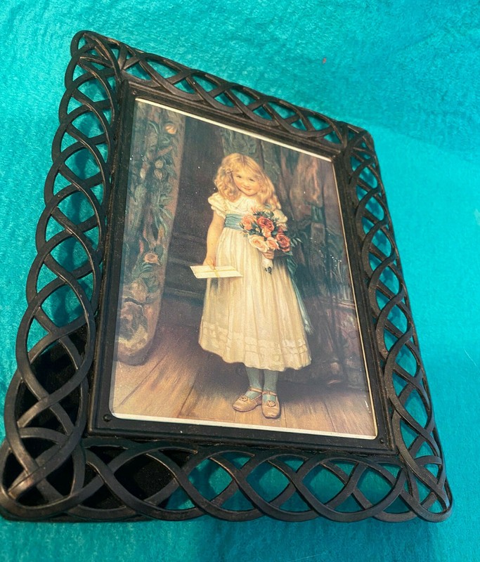 VTG Charles Trevor Garland The Love Letter Victorian Art Picture Cast Iron Frame gallery