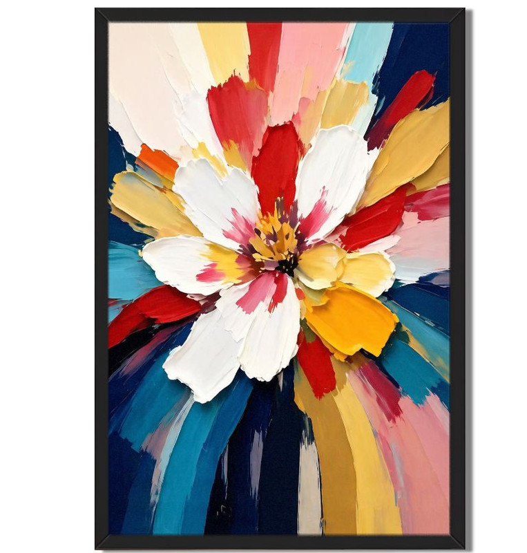 Abstract Floral Oil Painting Impasto Textured Canvas Wall Art Modern Decor