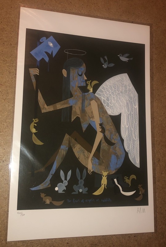 Amanda Visell Limited Edition Art Print «No Fear of Angels or Rabbits” S/N RARE!