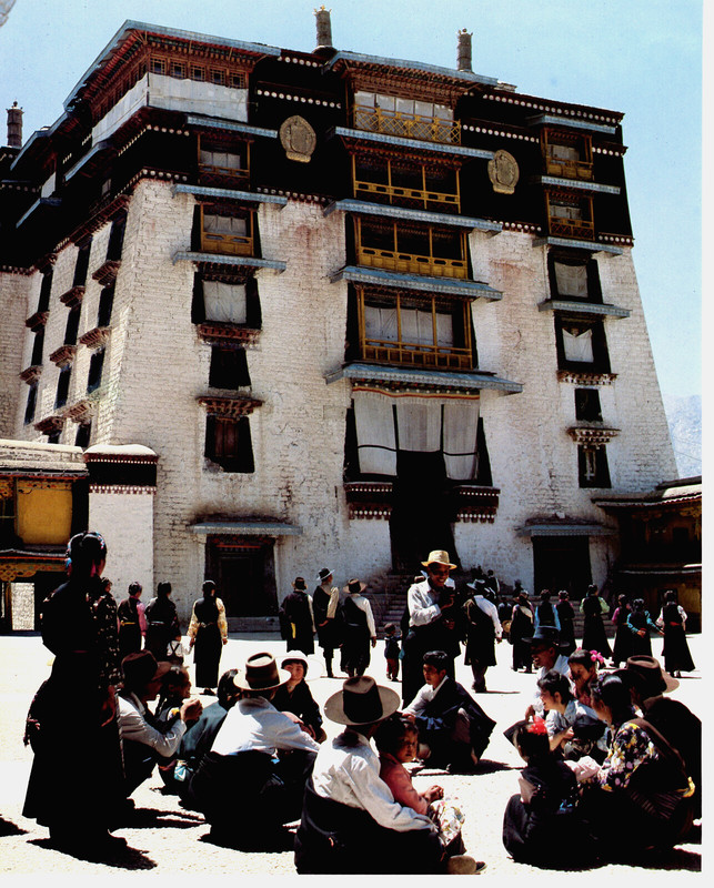 1981 VINTAGE PRINT Tibet Deyangshar Square People Buddhist Temple China