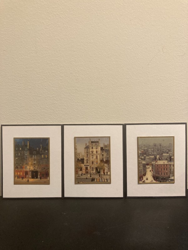 Michel Delacroix Paris Scenes Set of 3 Small Framed Art Prints Wall Plaques 6×4
