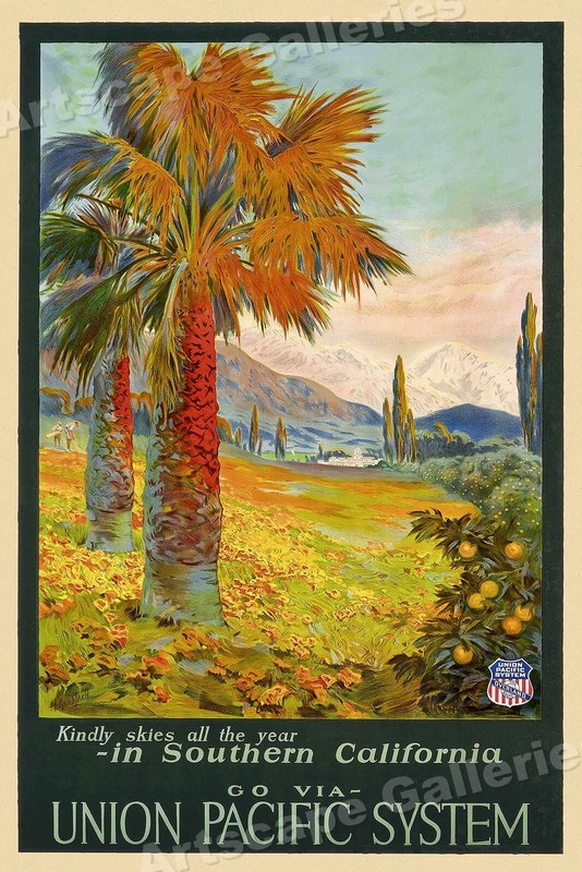 Union Pacific Southern California 1930s Vintage Style Travel Poster - 16x24