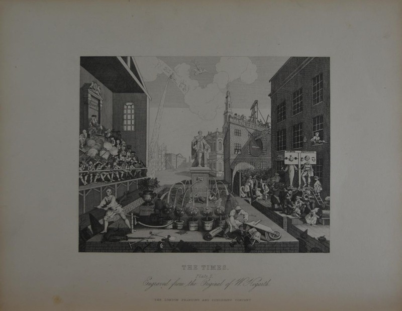 Antique Art William Hogarth The Times Strange Rare Steel Engraving 1850