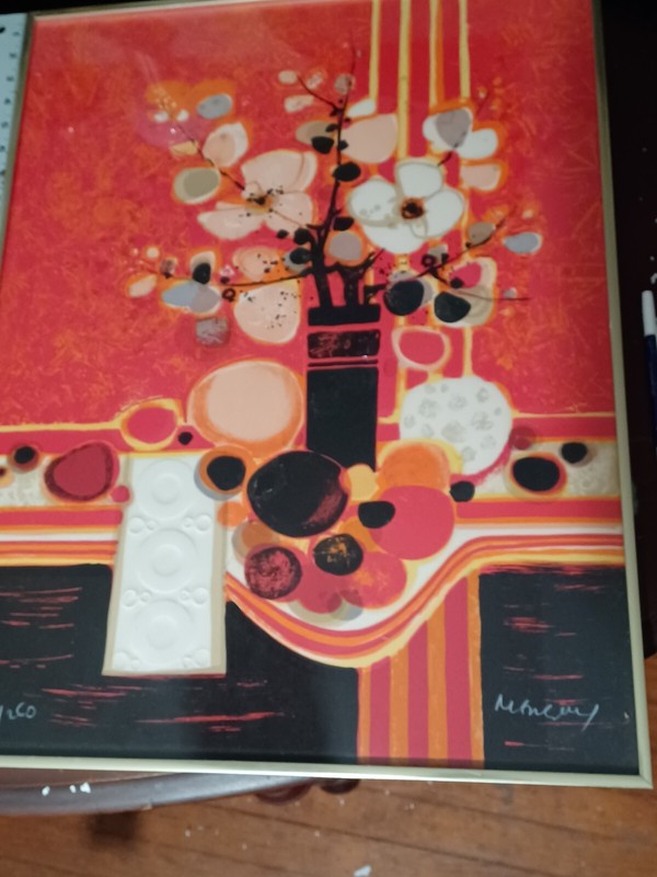 Mcm ABSTRACT LITHOGRAPH Frederic Menguy, Hand Signed Numbered embossed pop art