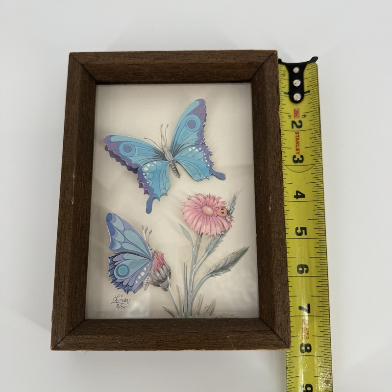 Vintage Butterfly Paper Tole Art Pink Flowers Shadow Box Framed Cottagecore gallery