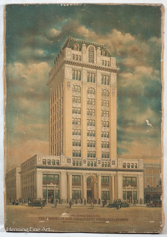 Rare Antique Lithograph Maclellan Building Chattanooga, Tennessee Provident