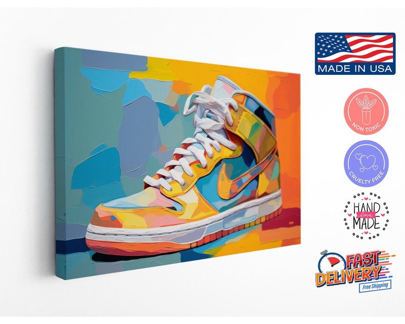 Sneakers Air Shoes Canvas Print, Fauvism Style Painting Reproduction Wall Art