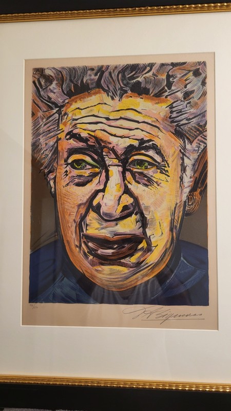 "Autorretrato" by David Alfaro Siqueiros Lithograph on Paper Signed and Framed gallery