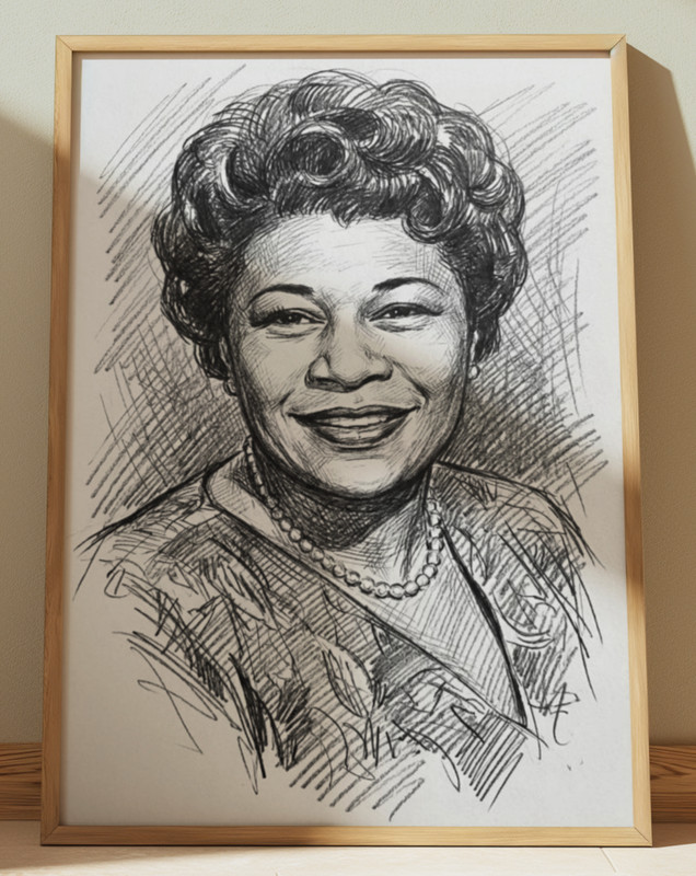 ELLA FITZGERALD DRAWING SKETCH PORTRAIT SKETCH PRINT 8″ x 10″ WALL ART