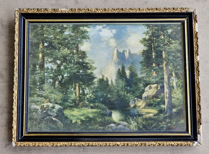 1930s Lithograph Hudson River THOMAS MORAN, Sentinel Rock Yosemite National Park gallery