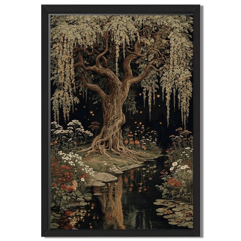 Enchanted Willow Tree Landscape Wall Art Canvas Oil Paintings Reproduction