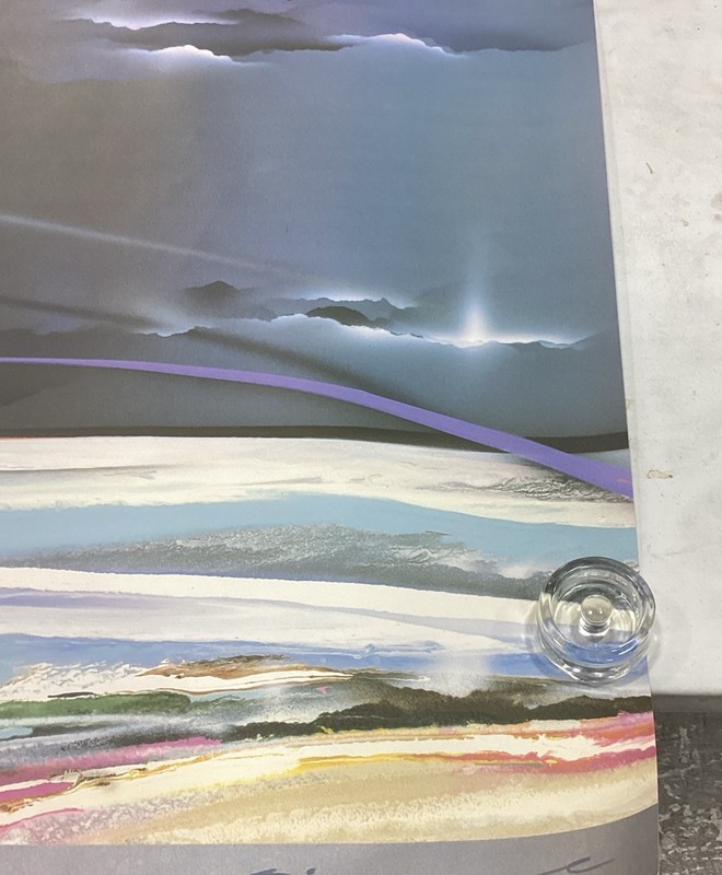 Vintage 1986 Elba Alvarez Abstract Art Stormy Skies Poster Print - 58x38” gallery