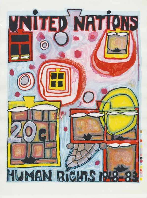 Friedensreich Hundertwasser Woodblock Print Work 1 Japanese Art 57x42 5cm