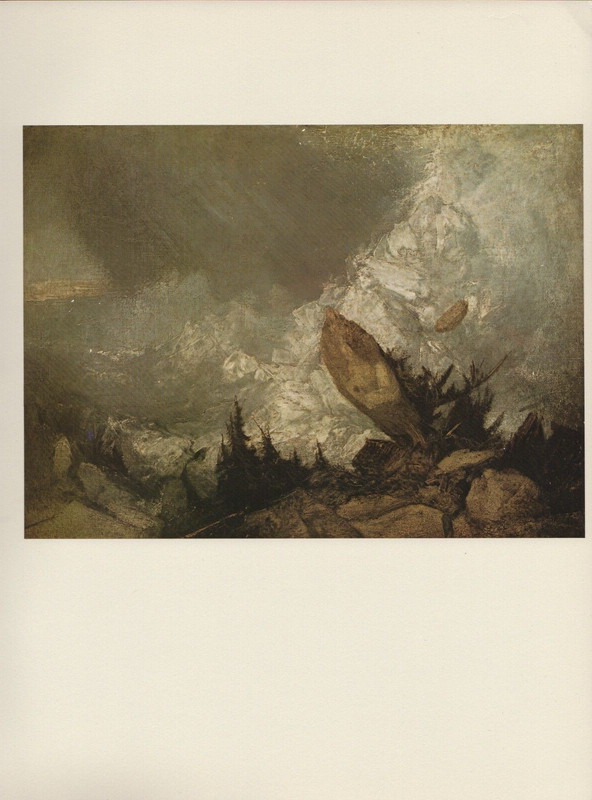 1976 Vintage TURNER «COTTAGE DESTROYED BY AVALANCHE» TIPPED COLOR Art Lithograph
