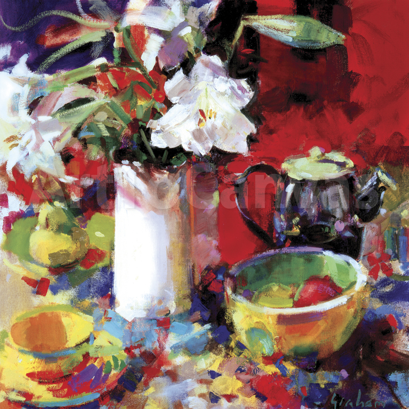 32″x32″ MORNING TEA by PETER GRAHAM COLORS STILL LIFE CANVAS