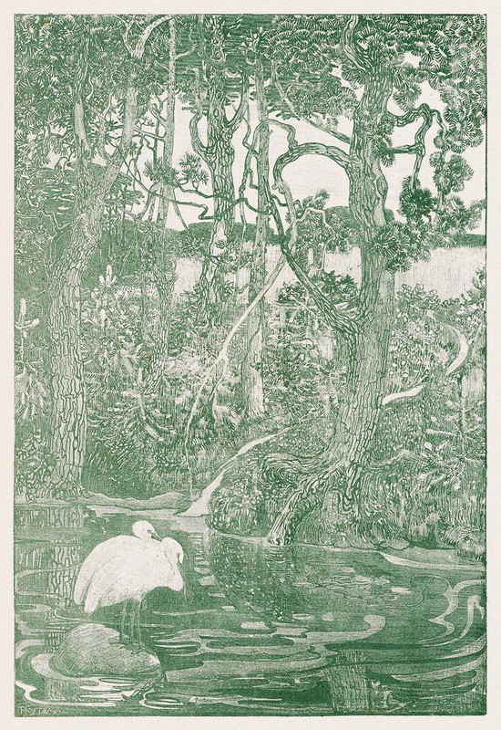 Twee reigers bij een bosvijver by Theo van Hoytema Art Print