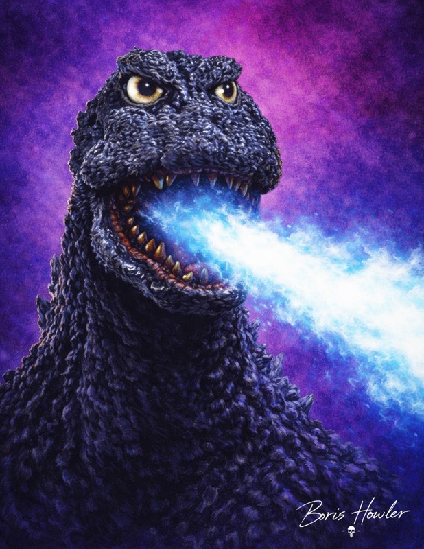 Boris Howler GODZILLA 60s 8.5X11 Art Print SIGNED Cult Classic